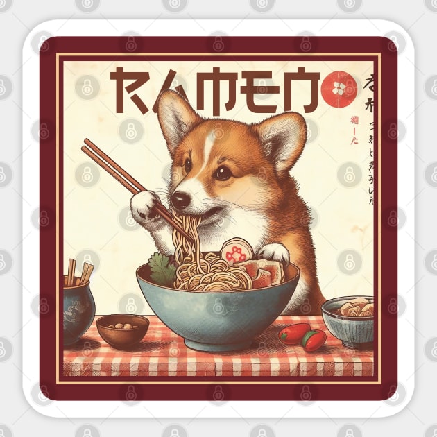 Corgi Eating Ramen Sticker by Trendsdk